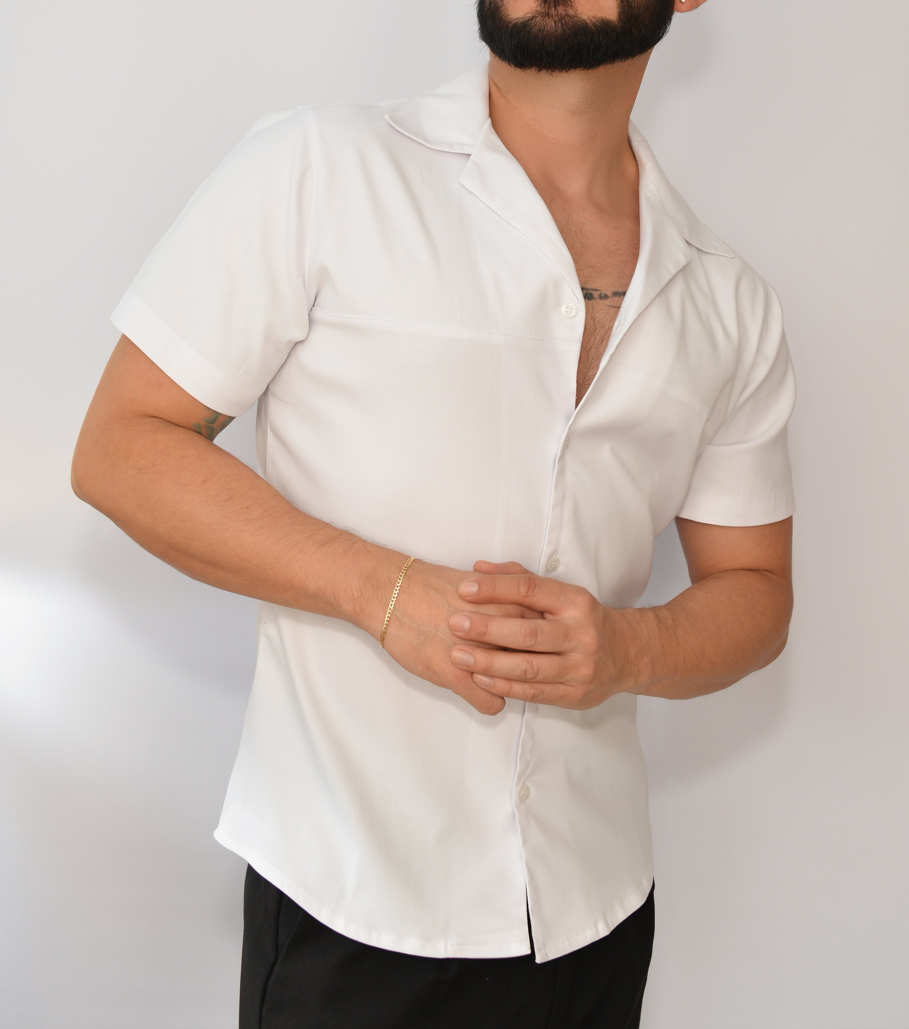 Camisa Retro Manga Corta BLANCO