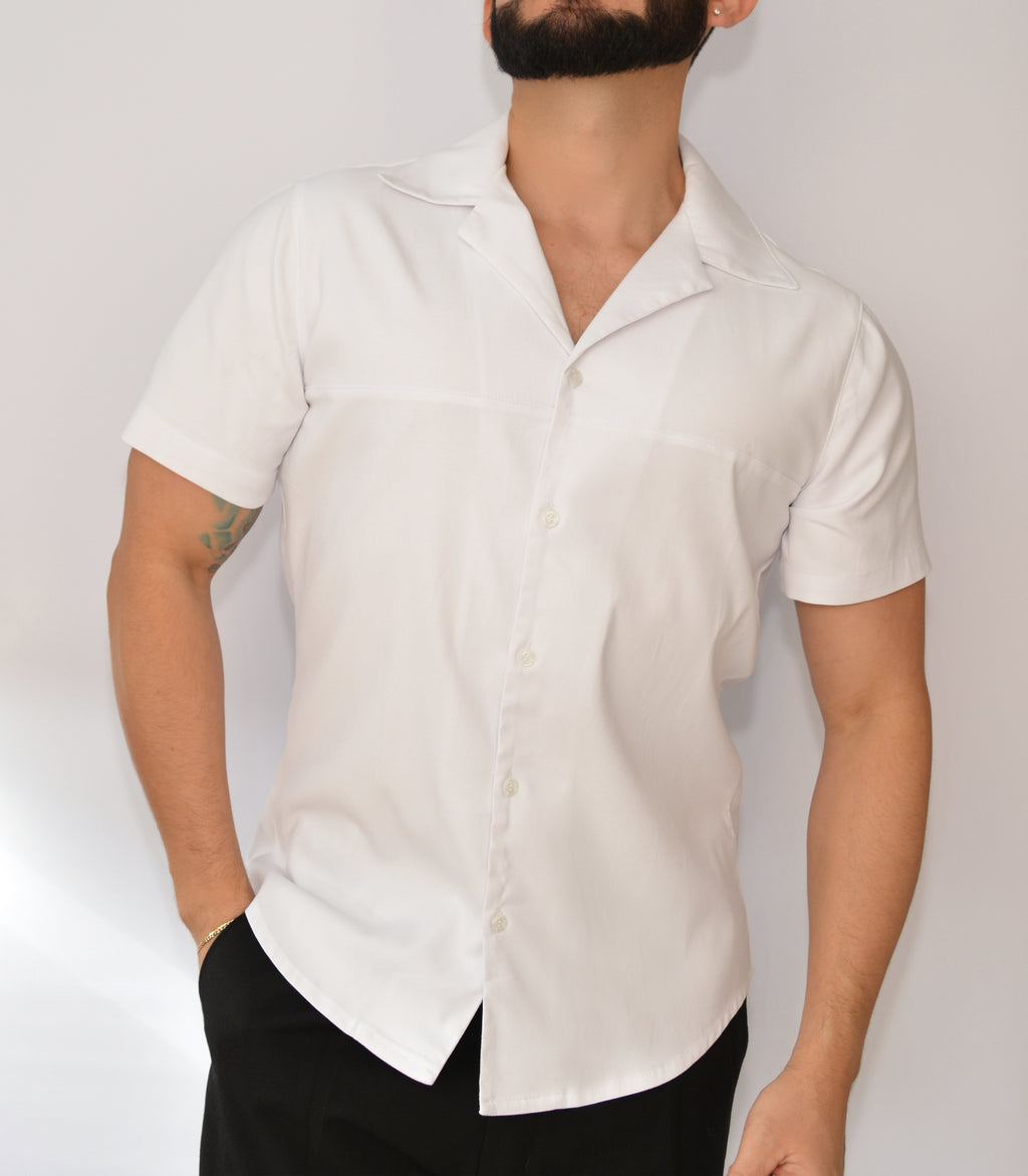 Camisa Retro Manga Corta BLANCO