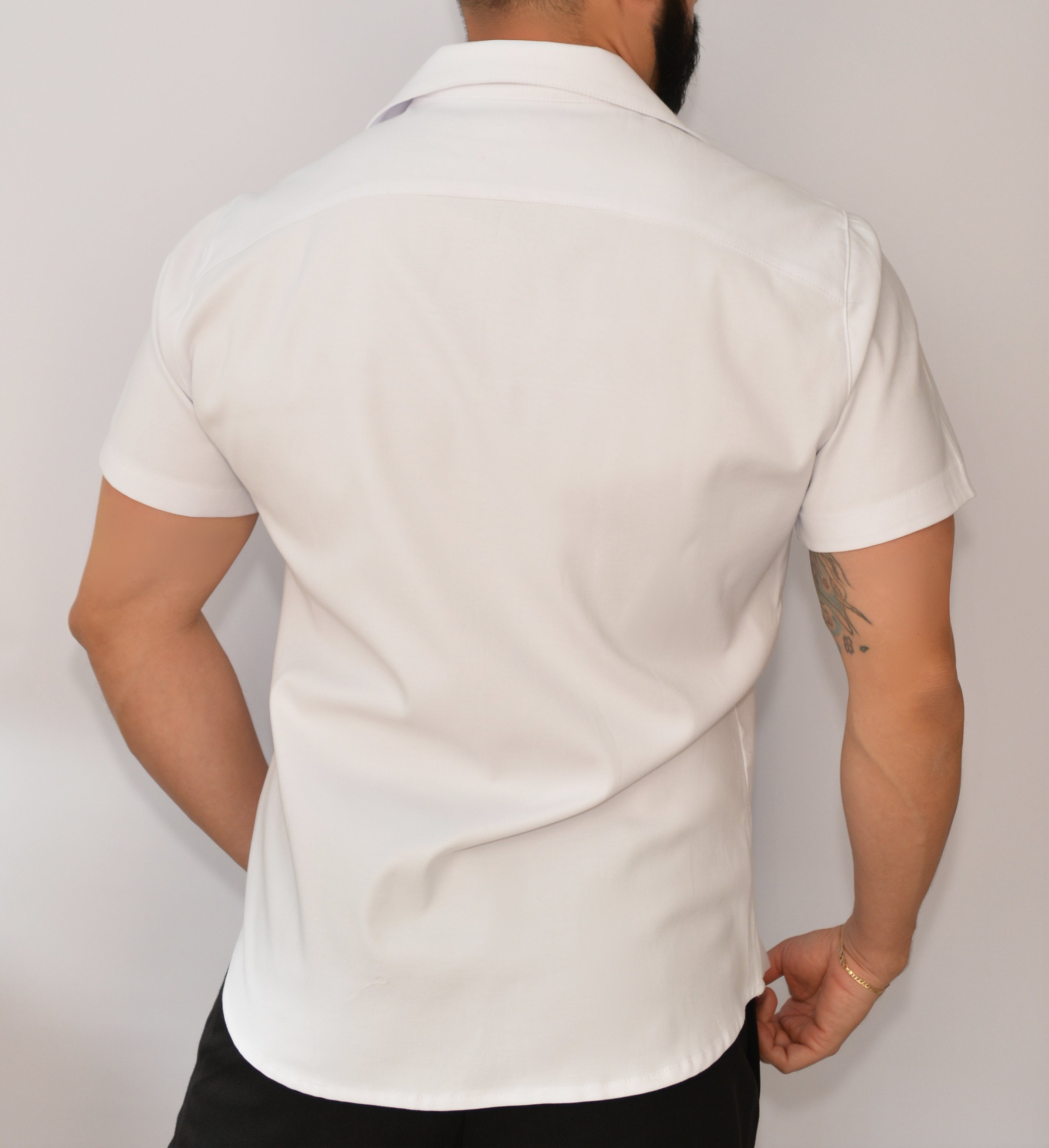 Camisa Retro Manga Corta BLANCO