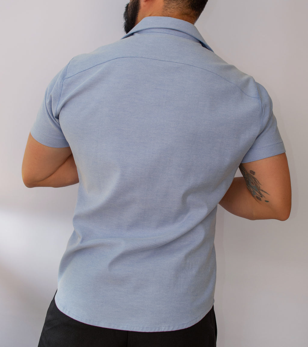 Camisa Retro Manga Corta CELESTE
