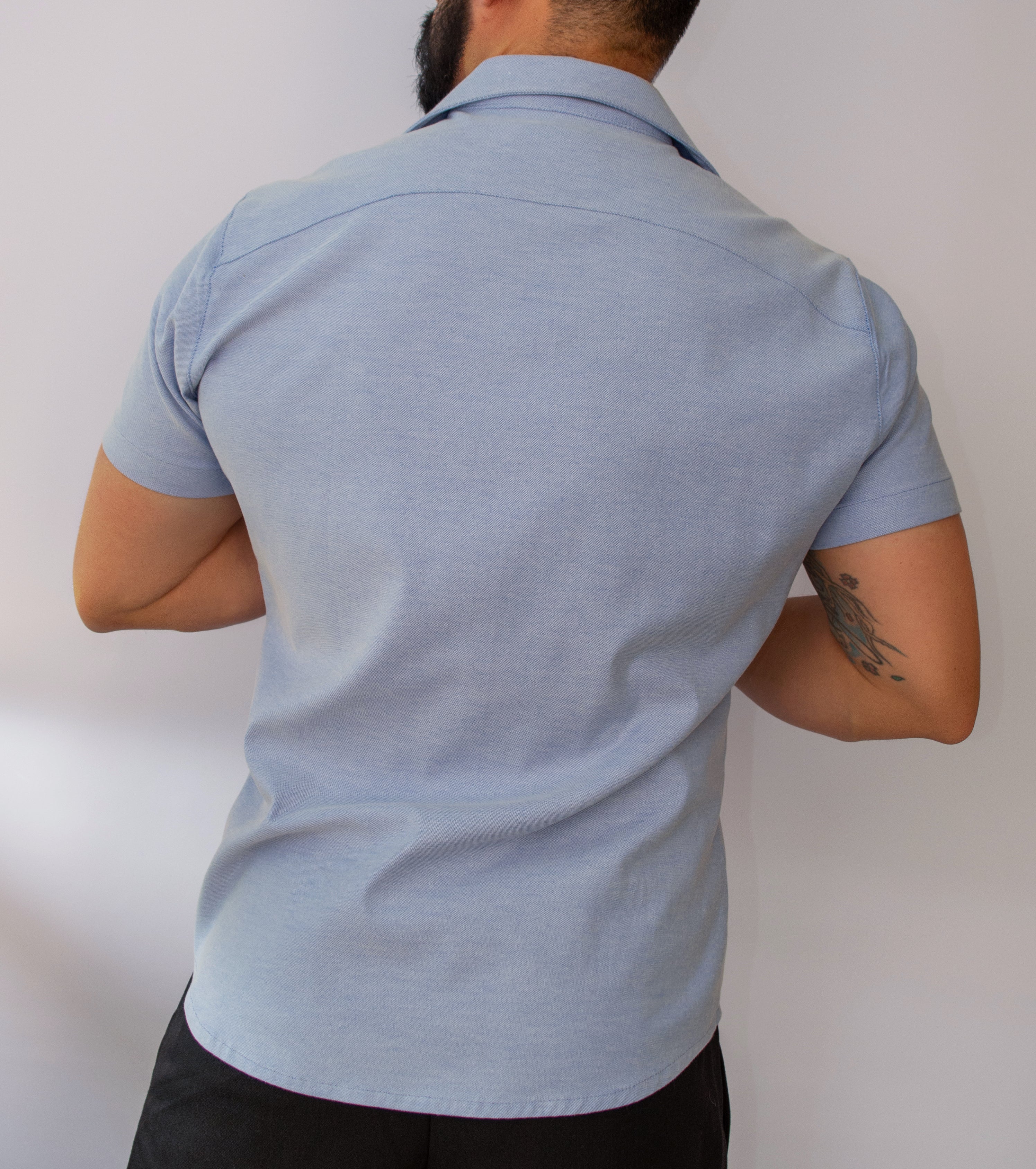 Camisa Retro Manga Corta CELESTE