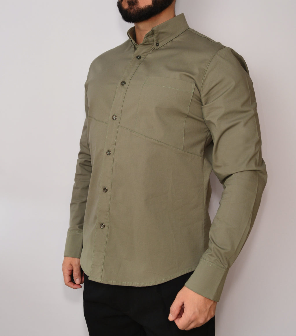 Camisa X Verde Manga Larga Slim Fit