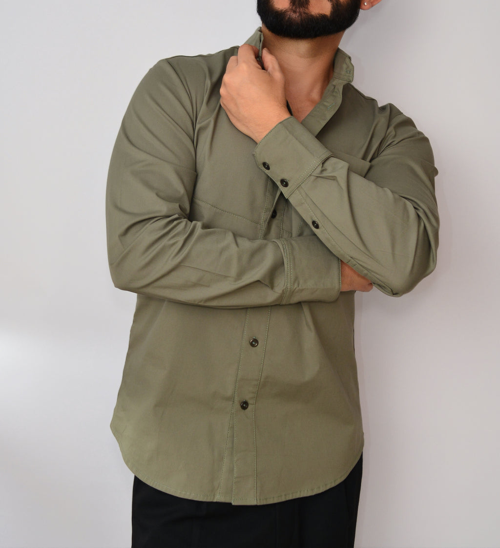 Camisa X Verde Manga Larga Slim Fit