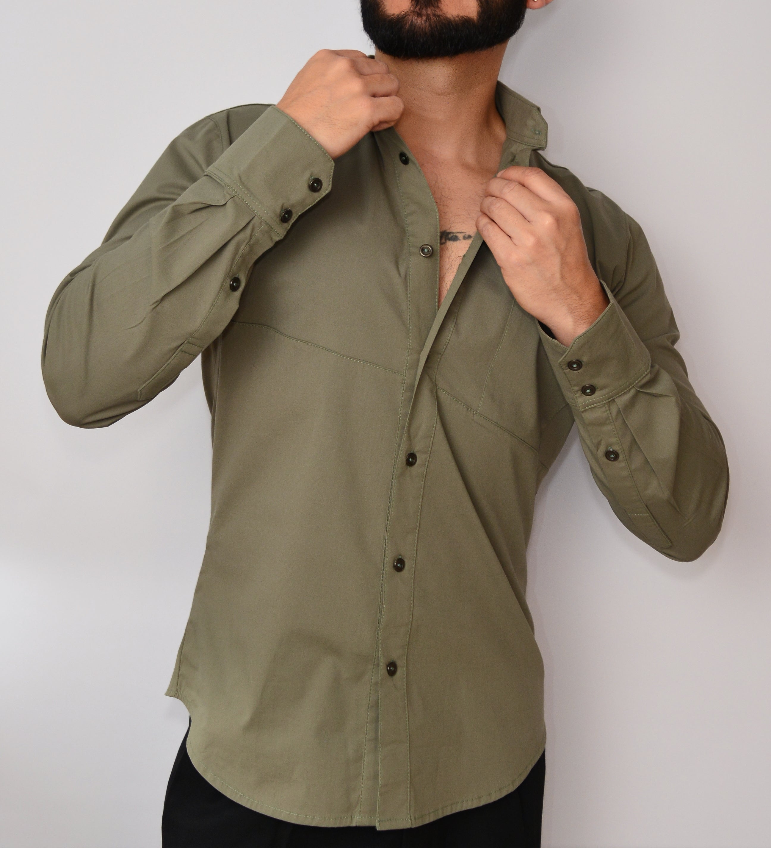 Camisa X Verde Manga Larga Slim Fit