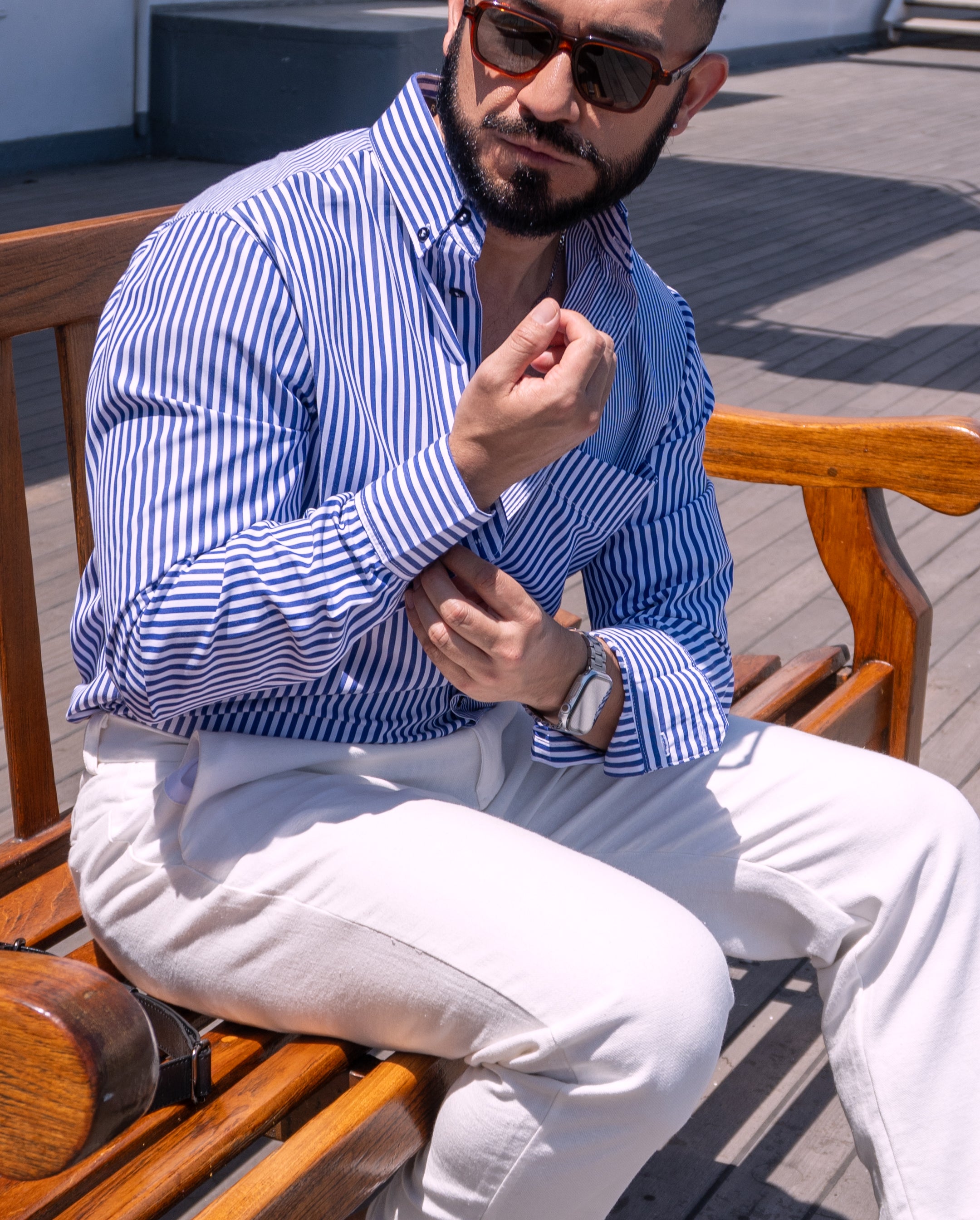 Camisa CRUCERO AZUL M. Larga