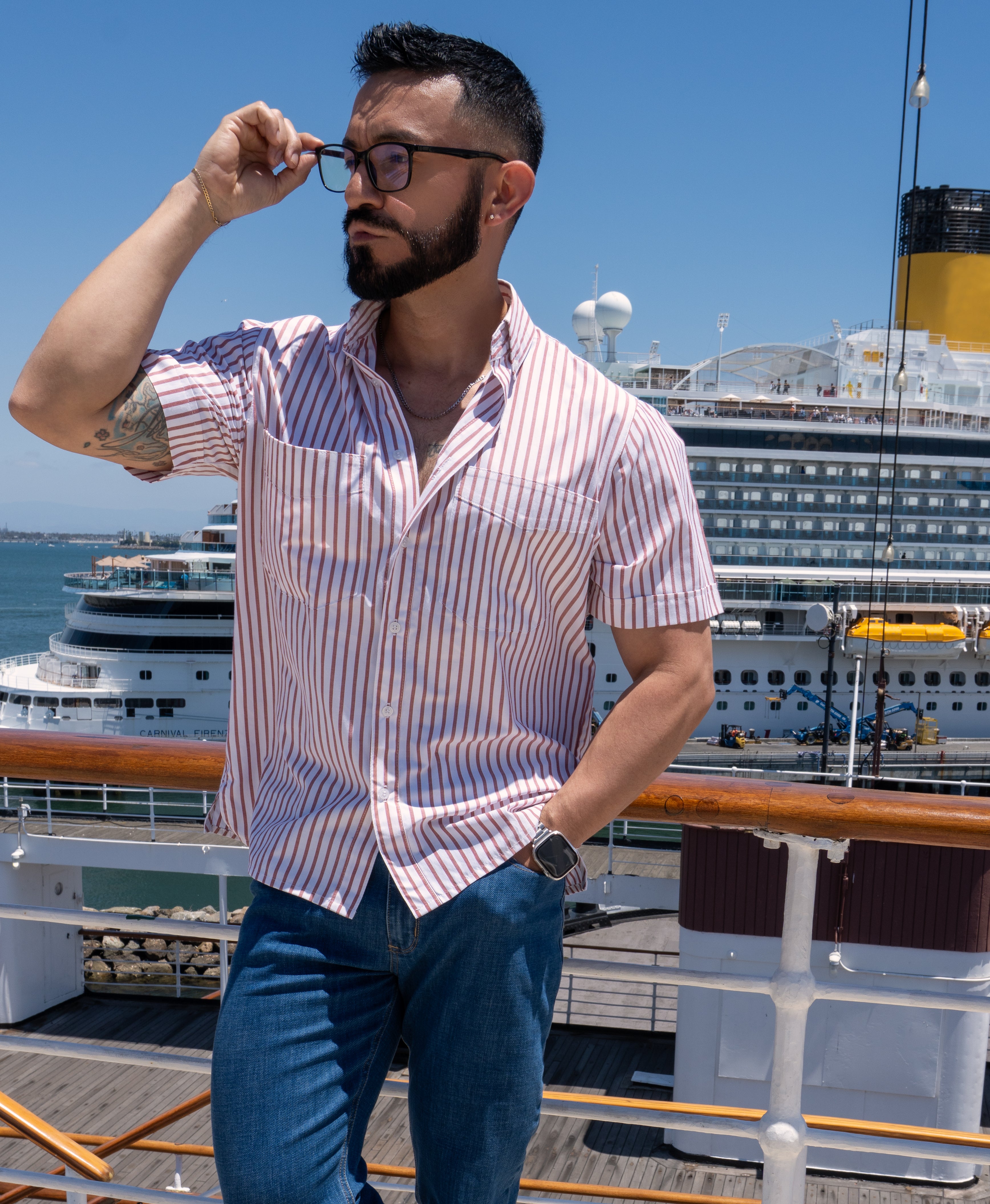 Camisa CRUCERO Café Manga corta
