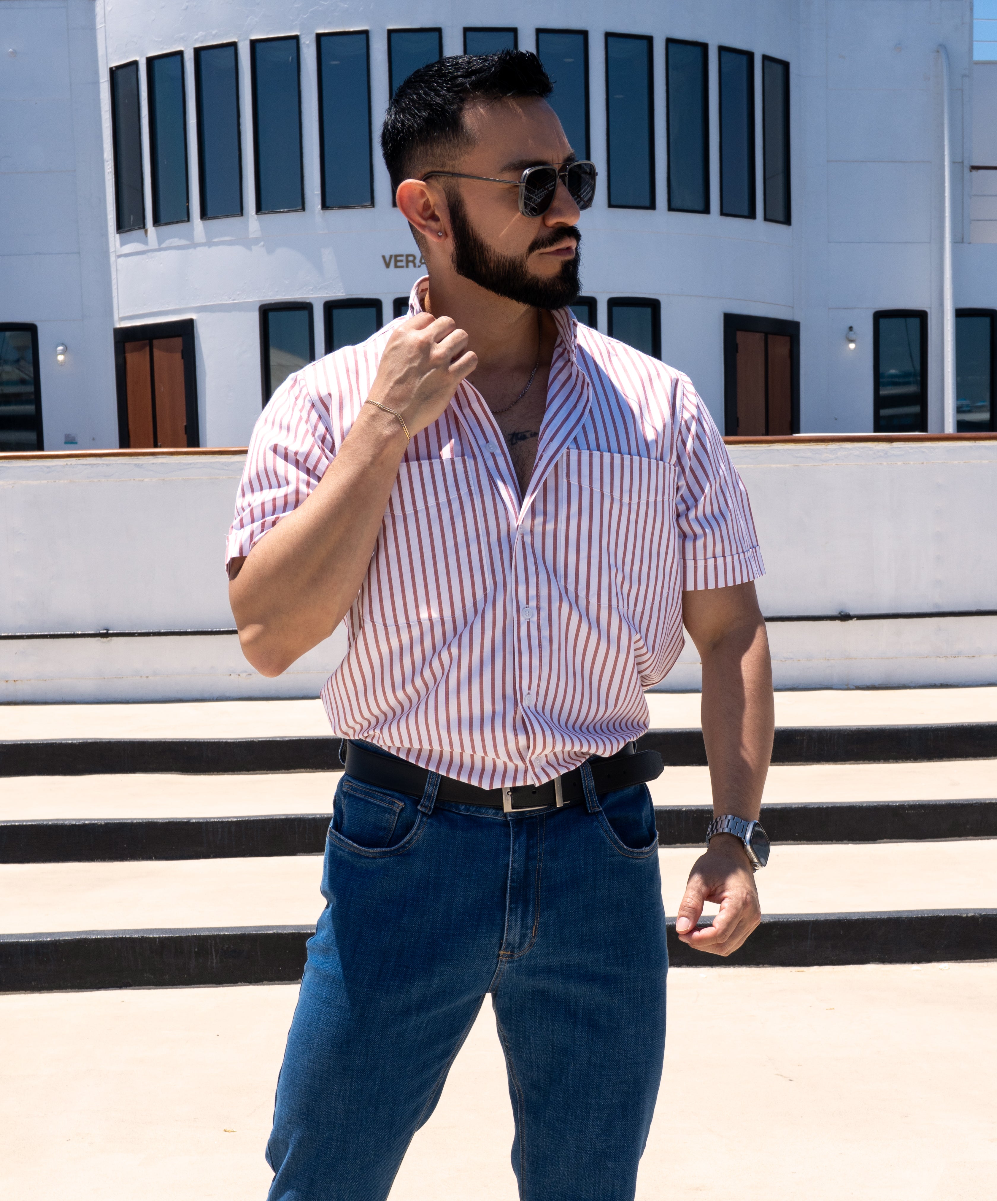 Camisa CRUCERO Café Manga corta