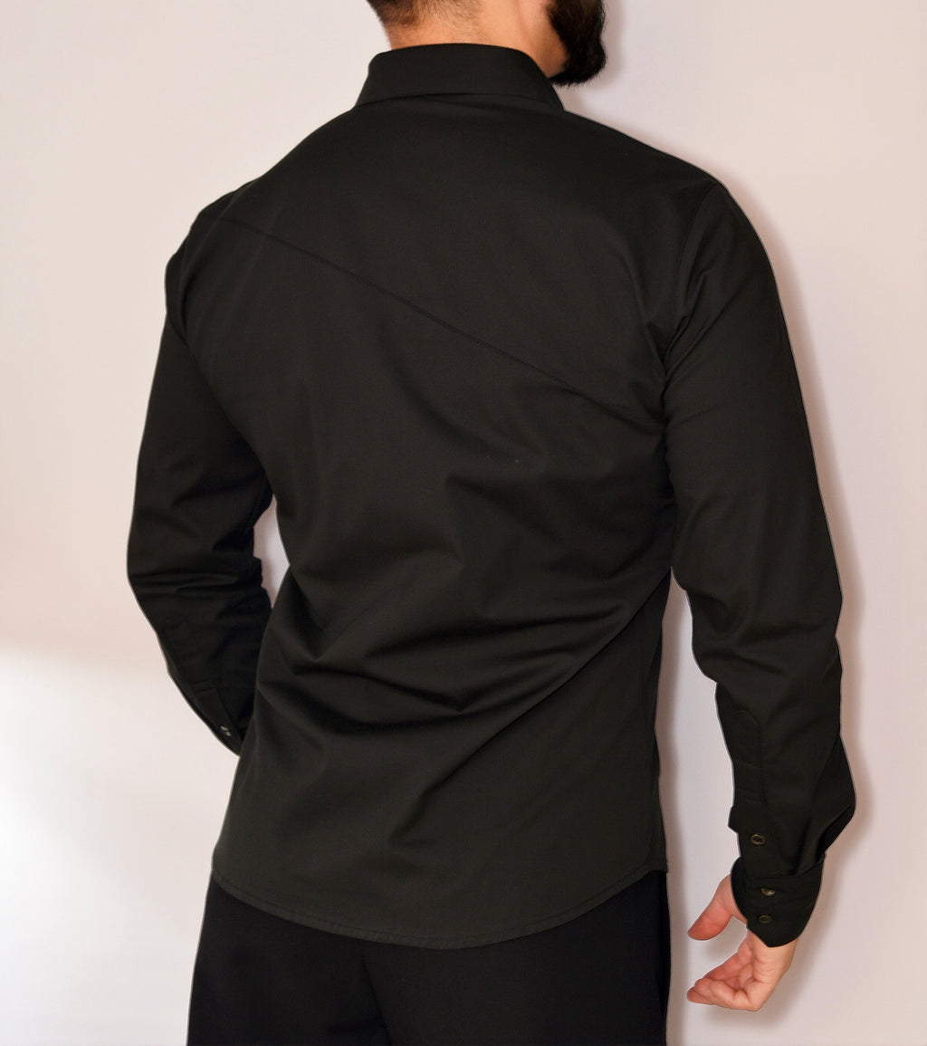 Camisa X Negra Manga Larga Slim Fit